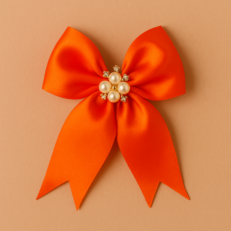 Elegant Orange Satin Hair Bow