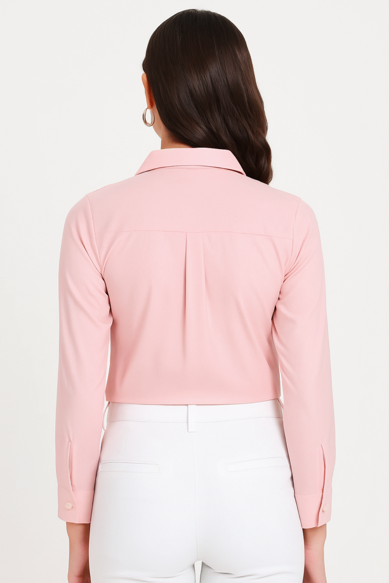 Women's Pink Solid Formal Shirt - Image 3