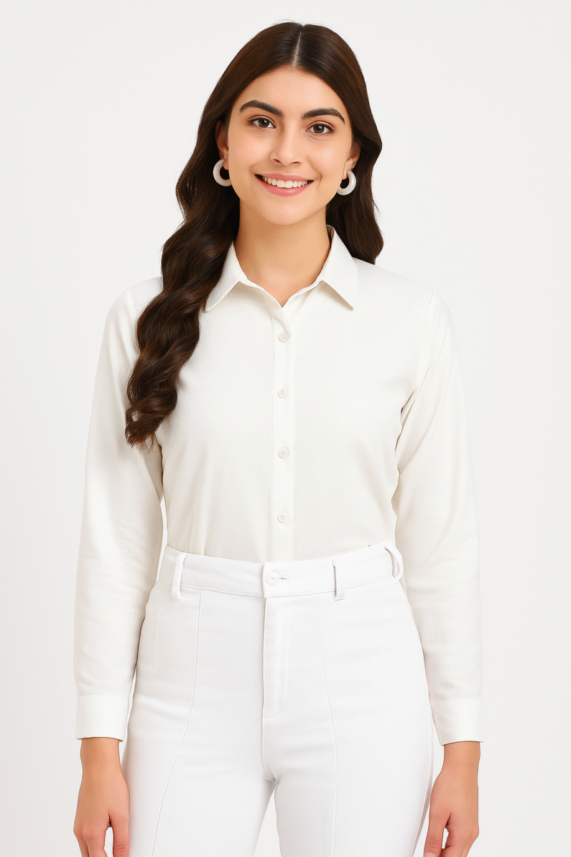 Women's Premium White Formal Shirt – 90% Cotton