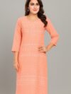 Peach Printed A-Line Kurti