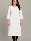 White Eyelet Kurta with Button Detail