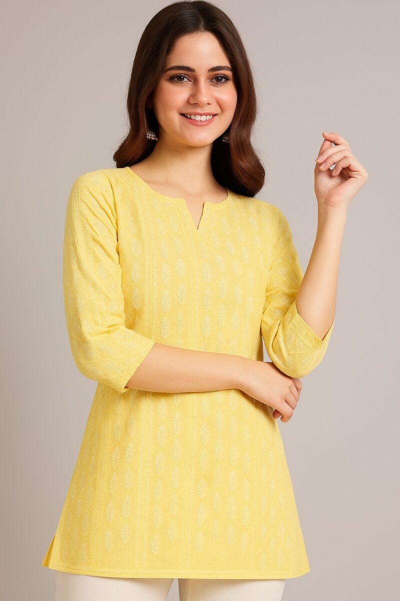Yellow Printed Kurta
