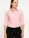 Women's Light Pink Formal Shirt – 3/4th Sleeve (Cotton Blend)